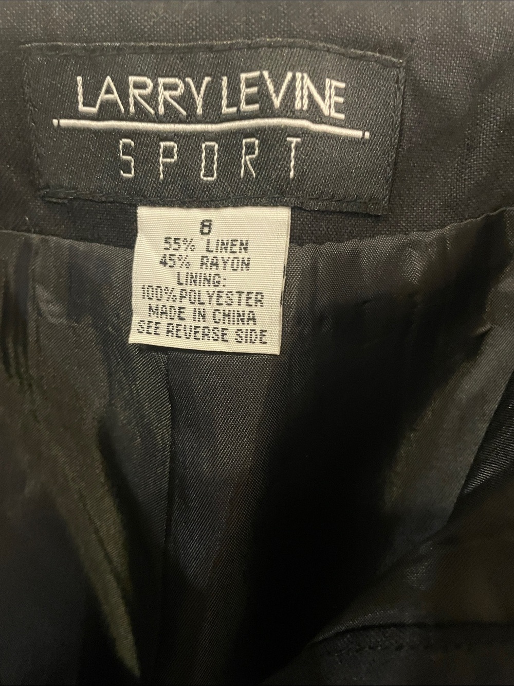 Larry Levine Lined Black Pants Colorful Butterfly & Floral Embroidery, size 8 - Picture 5 of 6